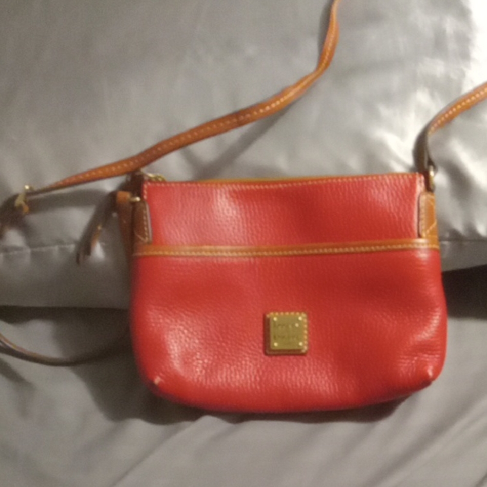 Dooney & Bourke Red Crossbody Bag with Tan Accents